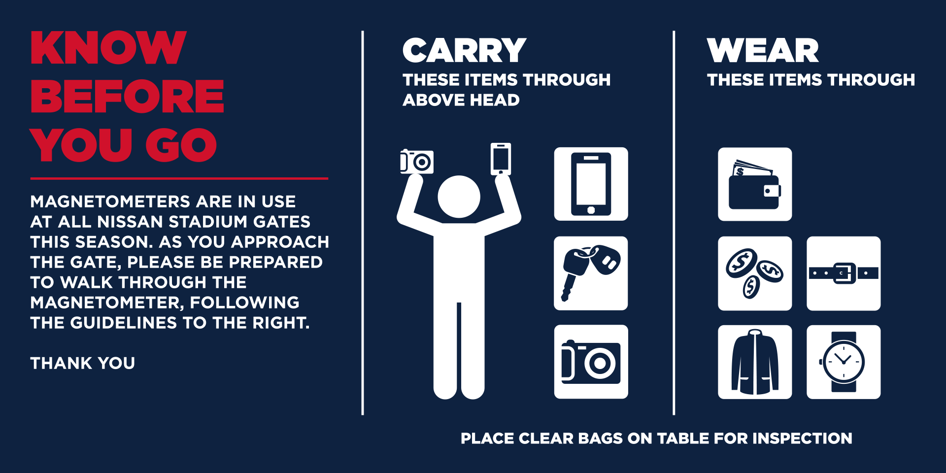 What are Nissan Stadium's bag policy and purse rules?